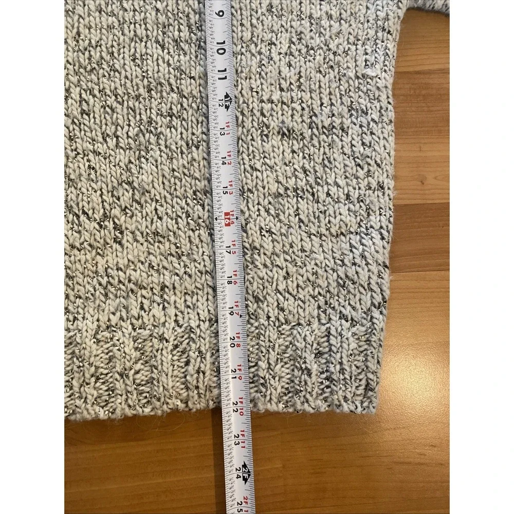 J. Crew Chunky Knit Ivory Gray Crew Neck Sweater Size S Cotton Wool Alpaca Women